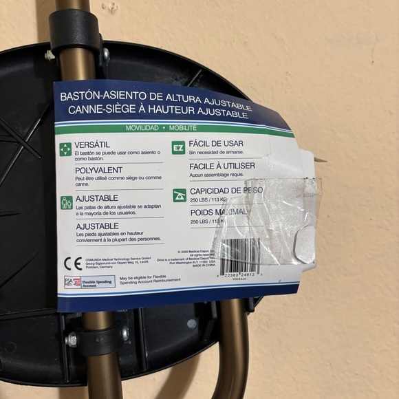 Portable Adjustable Height Folding Cane Seat from Drive Medical - Picture 7 of 9